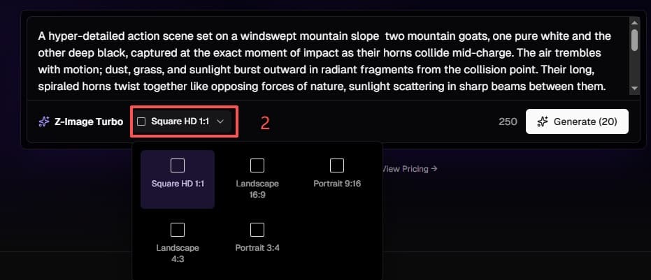 2. Choose an Aspect Ratio